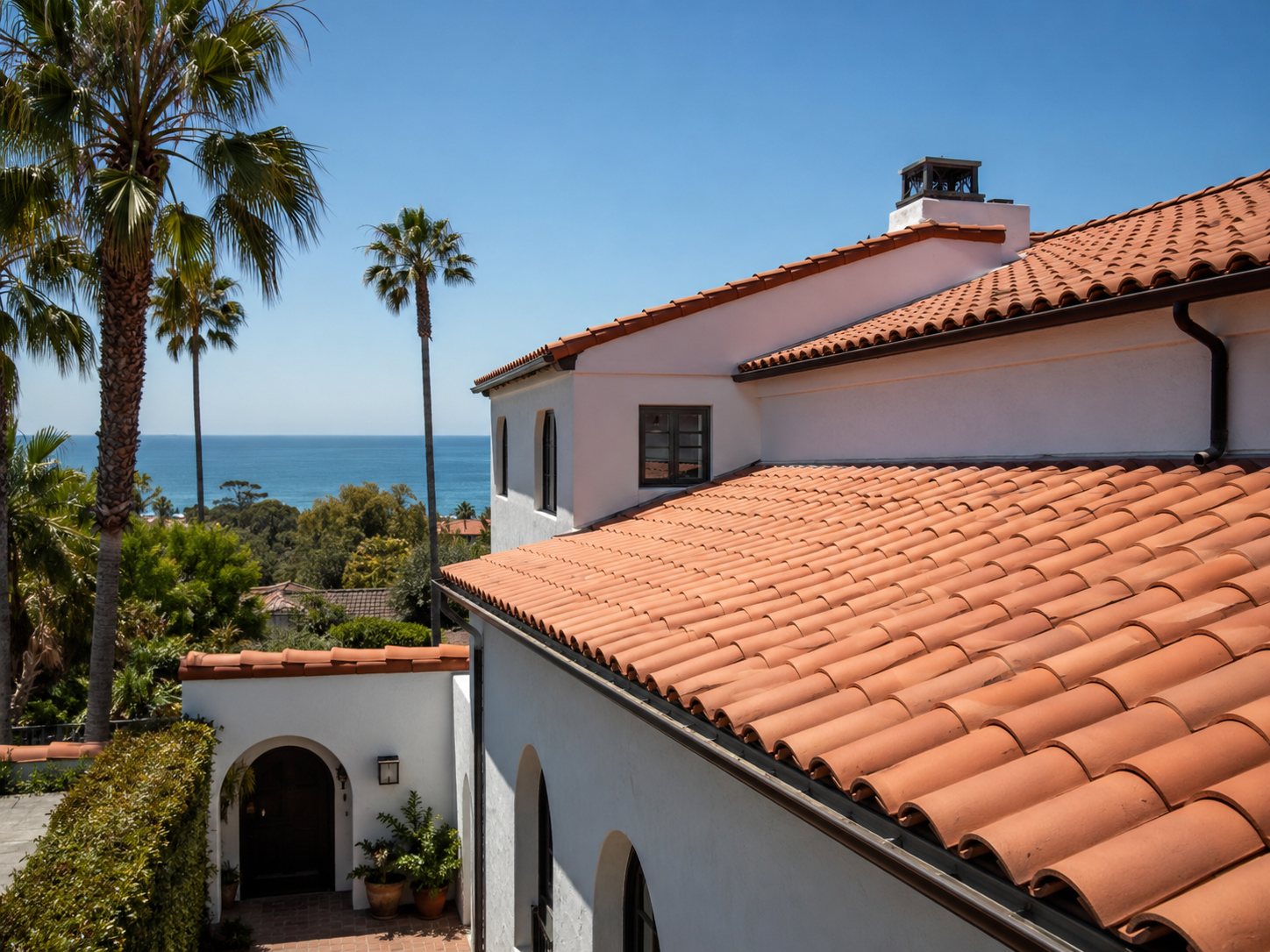 Solar panel cleaning on a Santa Barbara home